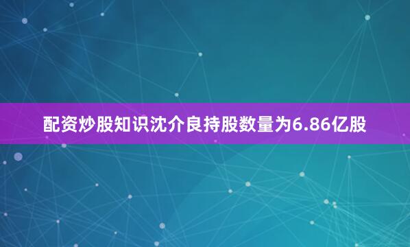 配资炒股知识沈介良持股数量为6.86亿股