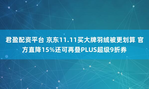 君盈配资平台 京东11.11买大牌羽绒被更划算 官方直降15%还可再叠PLUS超级9折券